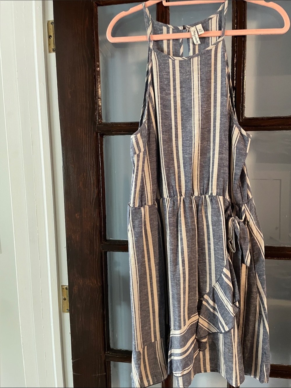 Speechless Blue and White Striped Midi Dress